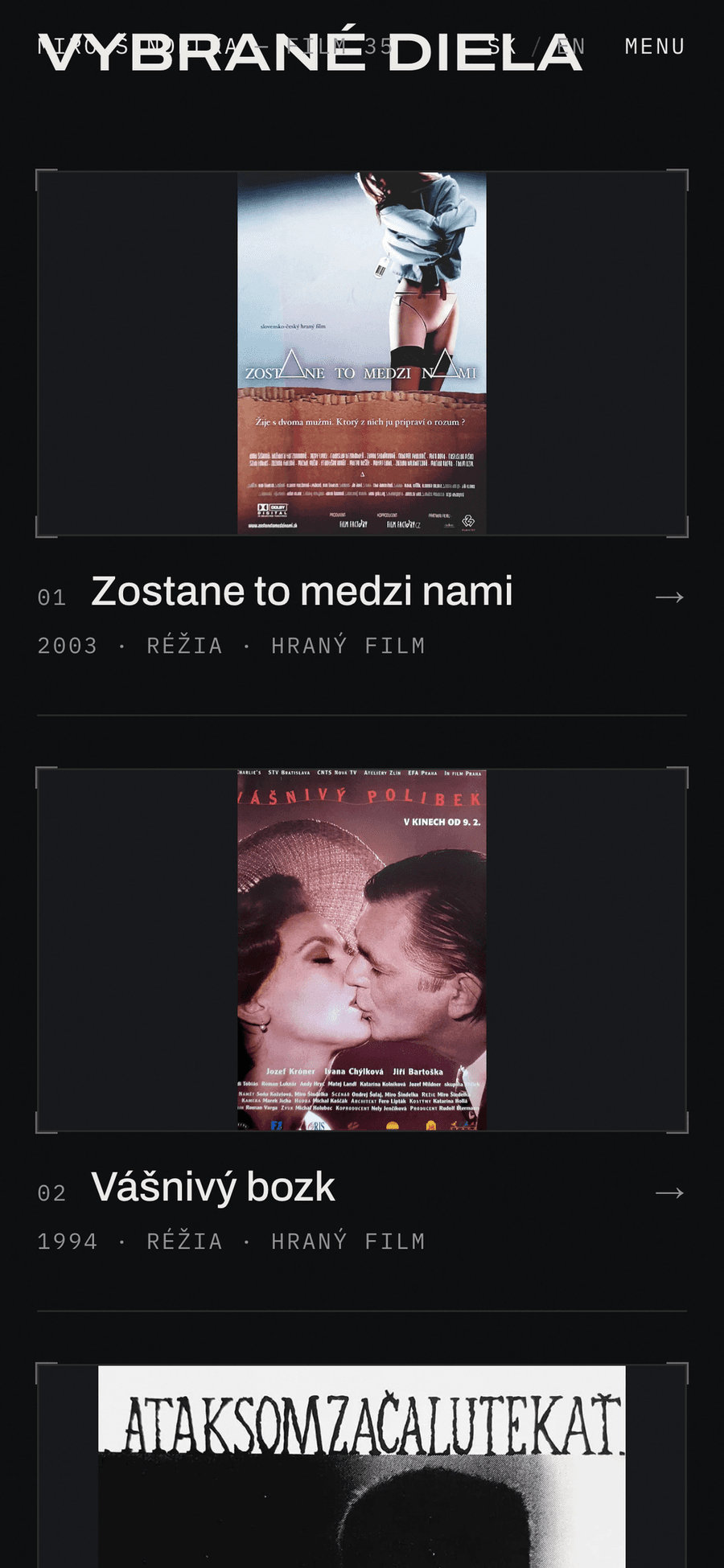FILM 35 s.r.o. – Portfolio filmového režiséra – Mobil — filmografie