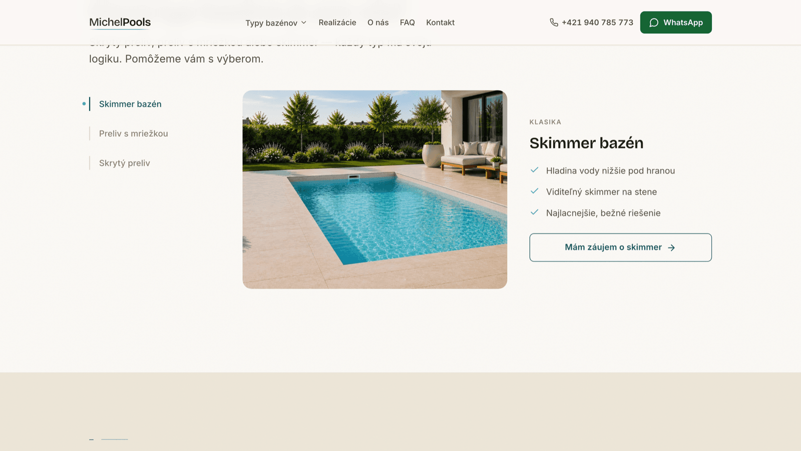 Michel Pools – Web bazénové firmy – Realizace