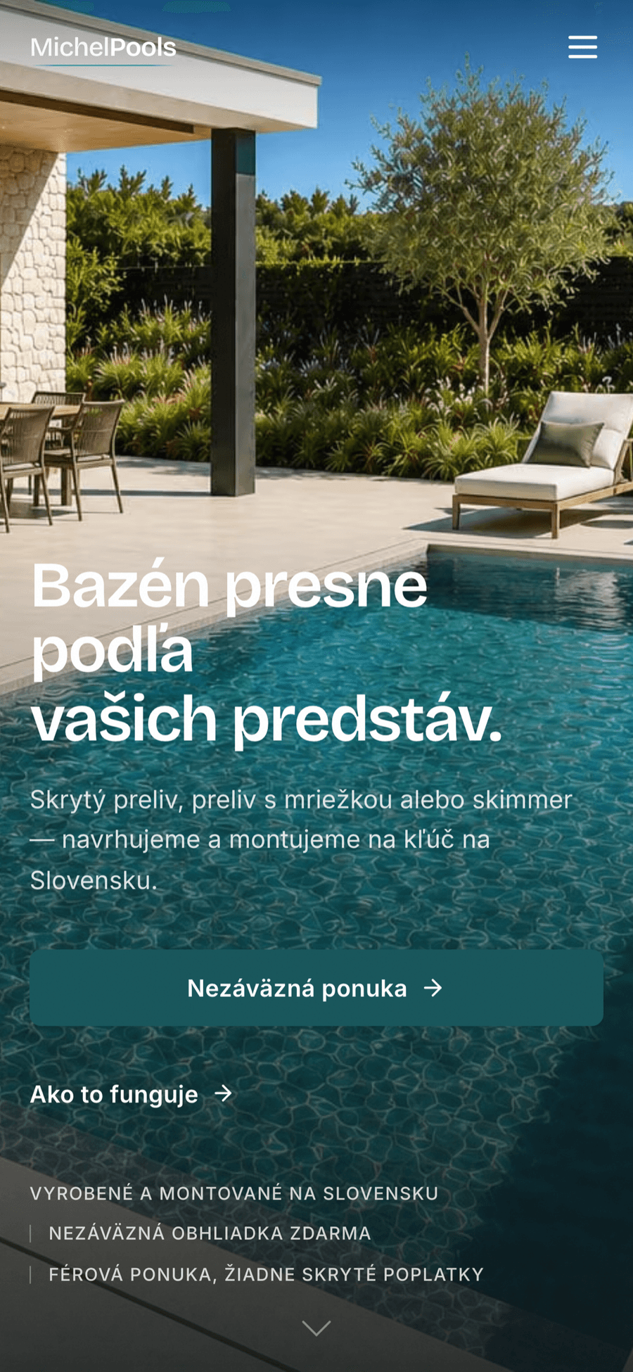 Michel Pools – Web bazénové firmy – Mobil — domů