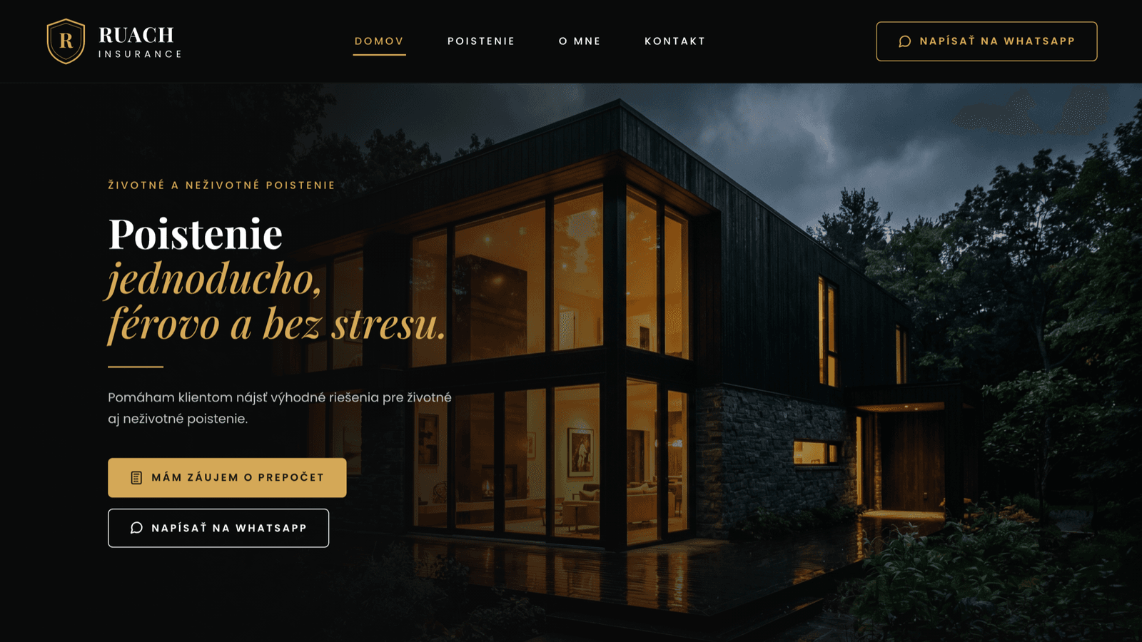 RUACH Insurance – Pojištění — poptávkový web – Domů