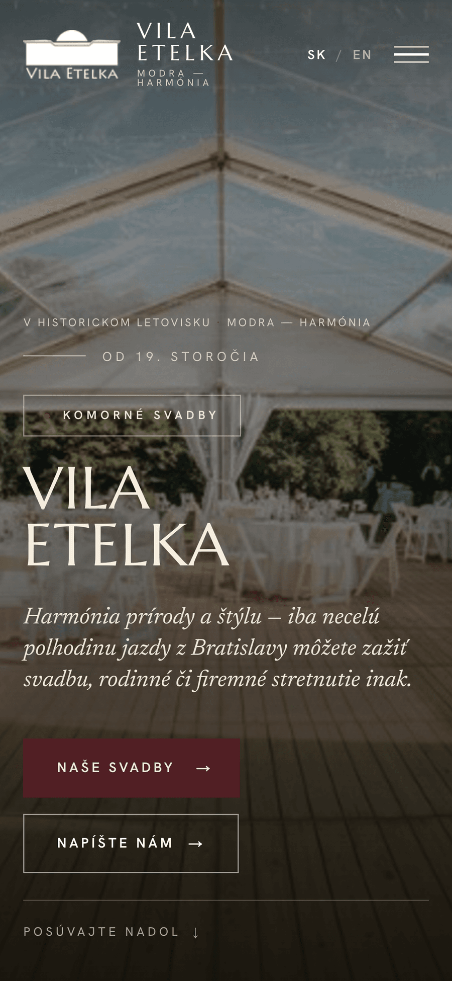 Vila Etelka – Svatební a eventové místo – Mobil — domů
